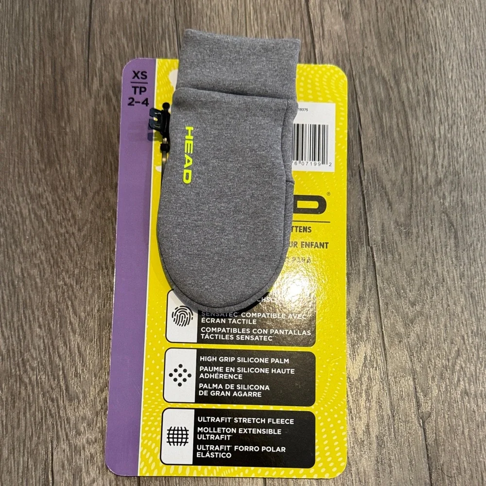 HEAD Kids’ Touchscreen Mittens - Black and Gray Mittens with Neon Highlights